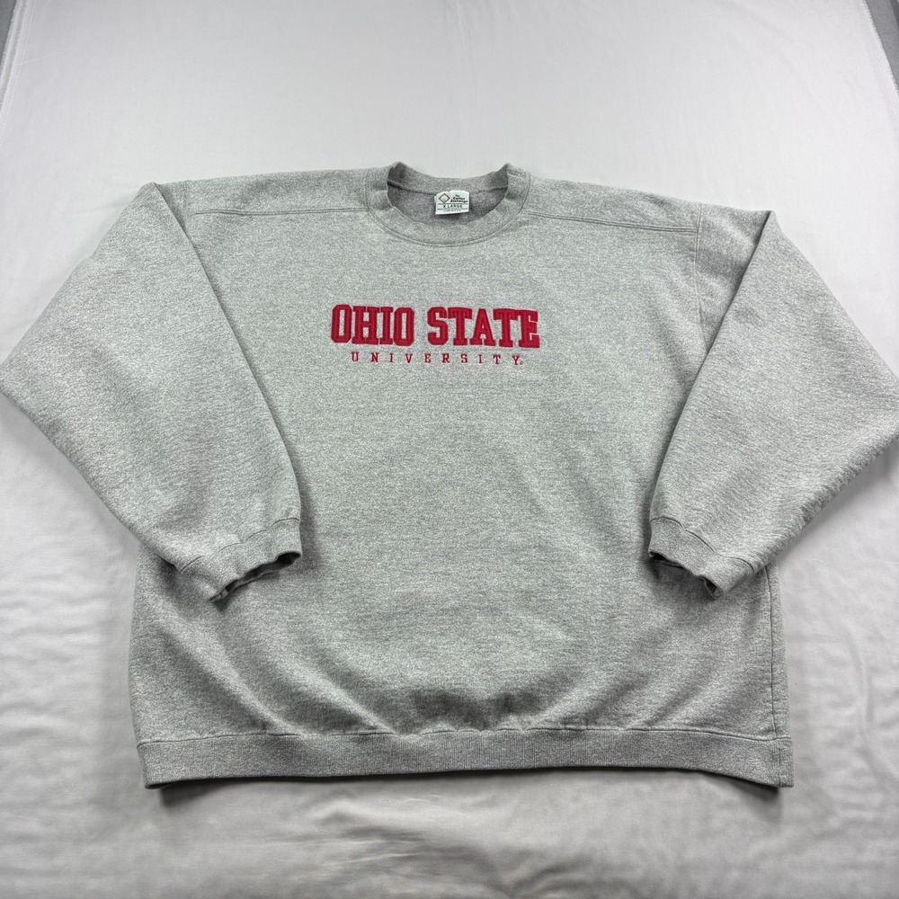 Vintage Ohio State Buckeyes Sweatshirt Men XL Gray Pullover Embroidered USA Made